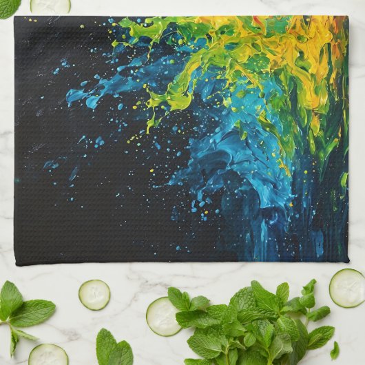 Farbenfrohe Paint Splash Geschirrtuch (Gefaltet)