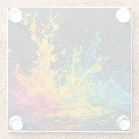 Farbenfrohe Paint Splash Glasuntersetzer (Rückseite)
