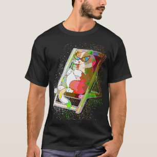 Farbenfrohe Paint Splash Ice Creme Katze T-Shirt