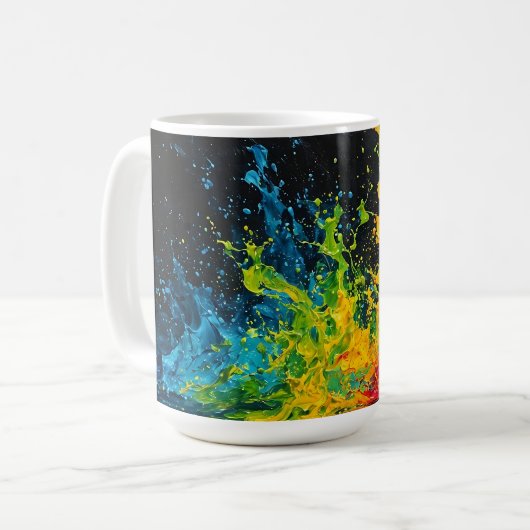 Farbenfrohe Paint Splash Kaffeetasse (Vorderseite Links)