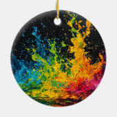 Farbenfrohe Paint Splash Keramik Ornament (Hinten)