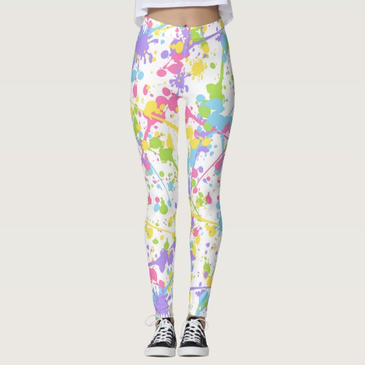 Farbenfrohe Paint Splash Leggings (Vorderseite)