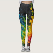 Farbenfrohe Paint Splash Leggings (Vorderseite)