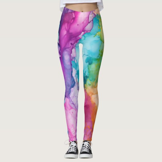 Farbenfrohe Paint Splash Leggings (Vorderseite)