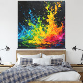 Farbenfrohe Paint Splash Leinwanddruck (Insitu (Schlafzimmer))