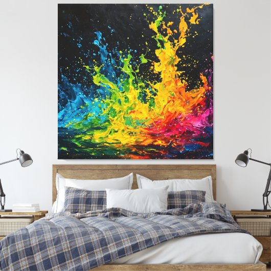 Farbenfrohe Paint Splash Leinwanddruck (Insitu (Schlafzimmer))