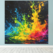 Farbenfrohe Paint Splash Leinwanddruck (Insitu (Holzboden))