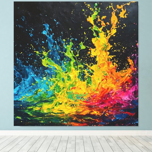 Farbenfrohe Paint Splash Leinwanddruck (Insitu (Holzboden))