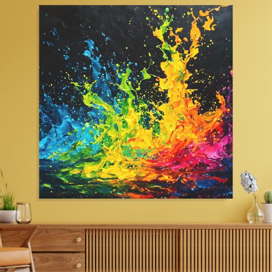 Farbenfrohe Paint Splash Leinwanddruck (Insitu (Wohnzimmer))
