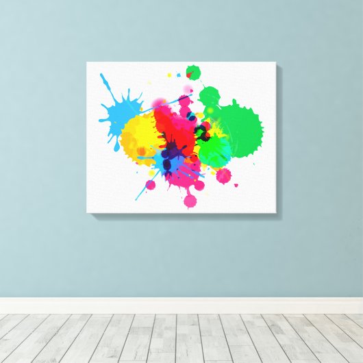 Farbenfrohe Paint Splash Leinwanddruck (Insitu (Holzboden))