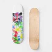 Farbenfrohe Paint Splash Panda Skateboard (Vorderseite)