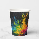 Farbenfrohe Paint Splash Pappbecher (Rückseite)