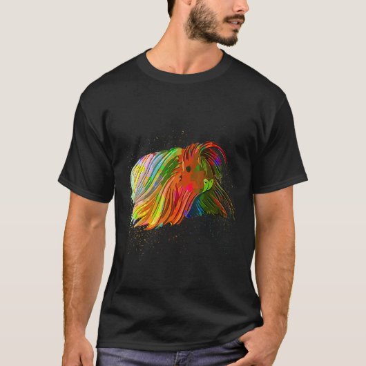 Farbenfrohe Paint Splash Pet Realistisch Long Hair T-Shirt (Vorderseite)