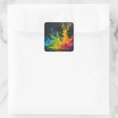 Farbenfrohe Paint Splash Quadratischer Aufkleber (Tasche)