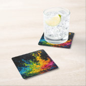 Farbenfrohe Paint Splash Rechteckiger Pappuntersetzer (Vor Ort)