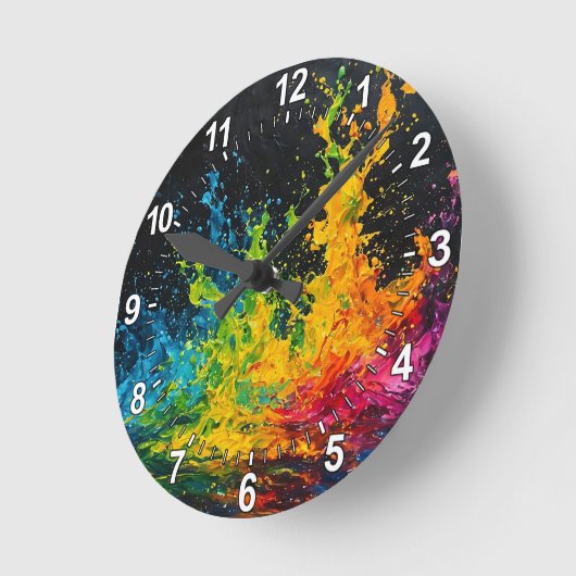 Farbenfrohe Paint Splash Runde Wanduhr (Winkel)