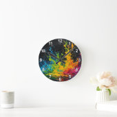 Farbenfrohe Paint Splash Runde Wanduhr (Zuhause)