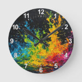 Farbenfrohe Paint Splash Runde Wanduhr (Vorderseite)
