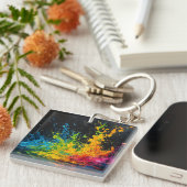 Farbenfrohe Paint Splash Schlüsselanhänger (Vorderseite rechts)