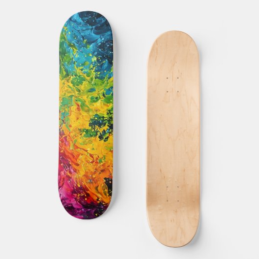 Farbenfrohe Paint Splash Skateboard (Vorderseite)