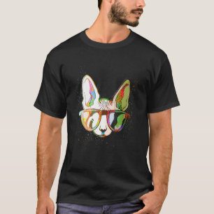 Farbenfrohe Paint Splash Sonnenbrille Sphynx Cat T-Shirt
