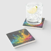 Farbenfrohe Paint Splash Steinuntersetzer (Seitenansicht)