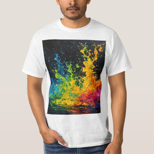 Farbenfrohe Paint Splash T-Shirt (Vorderseite)