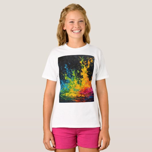 Farbenfrohe Paint Splash T-Shirt (Vorne ganz)