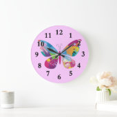 Farbenfrohe Paint-Splashed-Schmetterling-Design-Uh Große Wanduhr (Zuhause)