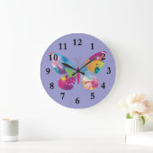 Farbenfrohe Paint-Splashed-Schmetterling-Design-Uh Große Wanduhr (Zuhause)