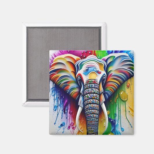 Farbenfrohe Paint Spritzer Afrikanischer Elefant Magnet (Vorderseite/Rückseite)