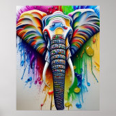 Farbenfrohe Paint Spritzer Afrikanischer Elefant Poster (Vorne)