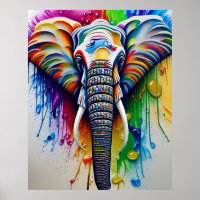 Farbenfrohe Paint Spritzer Afrikanischer Elefant