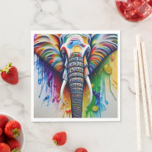 Farbenfrohe Paint Spritzer Afrikanischer Elefant