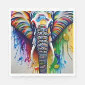 Farbenfrohe Paint Spritzer Afrikanischer Elefant Serviette (Vorderseite)