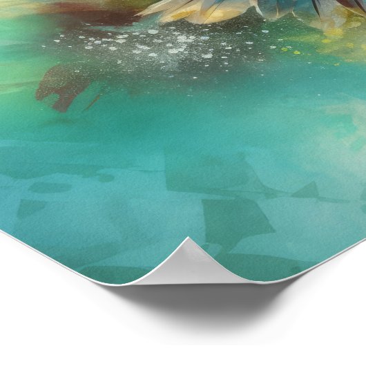 Farbenfrohe Paint Spritzer Flying Dove Poster (Ecke)