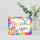 Farbenfrohe Paint Spritzer Vielen Dank Postkarte (Stehend Vorderseite)