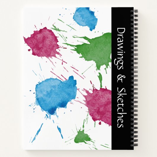 Farbenfrohe Paint Spritzers Spiral Notebook Notizblock (Rückseite)