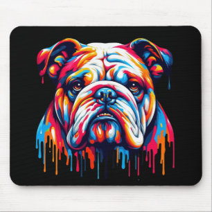 Farbenfrohe Paint Tropfen Bulldog Mousepad