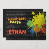 Farbenfrohe Paintball Geburtstagsparty Einladung (Vorne/Hinten)