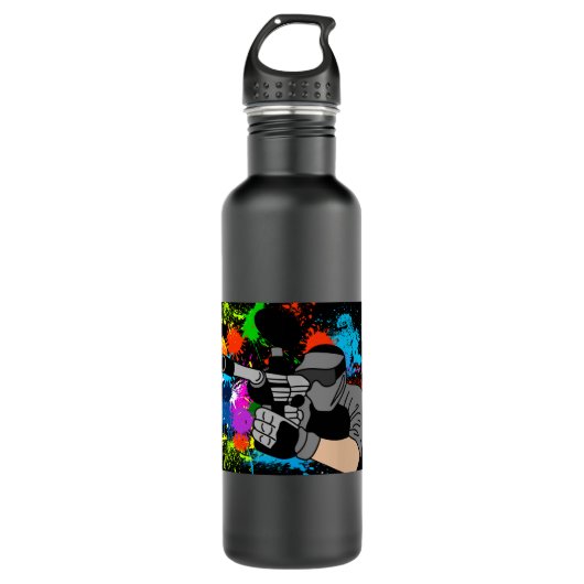 Farbenfrohe Paintball-Motif Edelstahlflasche (Vorderseite)