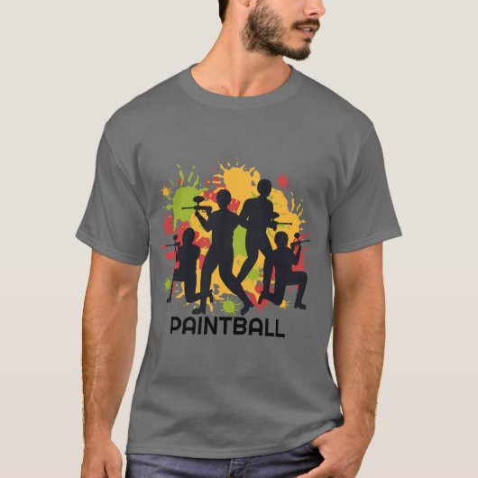 Farbenfrohe Paintballszene T-Shirt (Vorderseite)