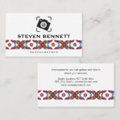 Farbenfrohe Paisley Blume | Fotokamera-Symbol Visitenkarte (Vorne/Hinten)