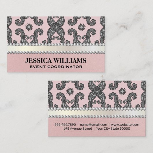 Farbenfrohe Paisley Blume | Perlen Visitenkarte (Vorne/Hinten)