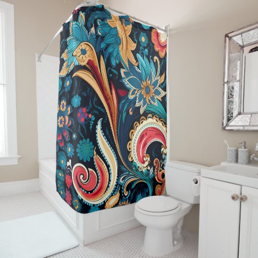 Farbenfrohe Paisley Boho Kunstdusche Vorhang (Beispiel)