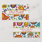 Farbenfrohe Paisley Custom Mommy Card Telefonnummerkarte (Vorne/Hinten)