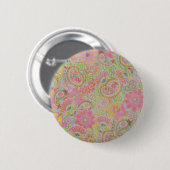 Farbenfrohe Paisley Floral botanische Blume Button (Vorne & Hinten)
