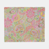 Farbenfrohe Paisley Floral botanische Blume Fleecedecke (Vorderseite (Horizontal))