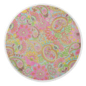 Farbenfrohe Paisley Floral botanische Blume Keramikknauf (Vorderseite)