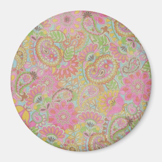 Farbenfrohe Paisley Floral botanische Blume Magnet (Vorne)